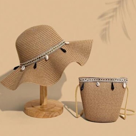 2pcs Women's Bohemia Stylish UV-Resistant Straw Hat And Crossbody - Picture 3 of 6